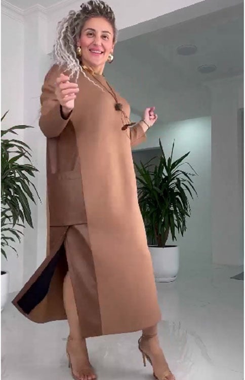 Damska swobodna luźna skórzana sukienka z kieszeniami