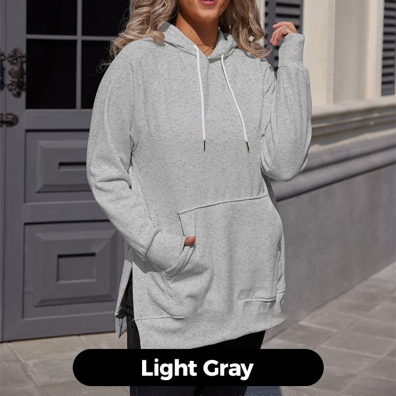 ?Women's Casual Loose Split Hoodie with Front Pocket