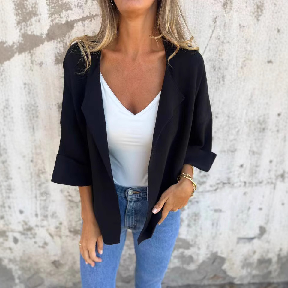 Elegancki damski płaszcz casualowy z klapami