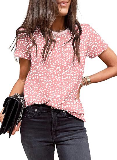 Women's Casual Polka Dot Leopard Floral Print Top