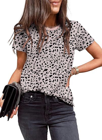 Women's Casual Polka Dot Leopard Floral Print Top