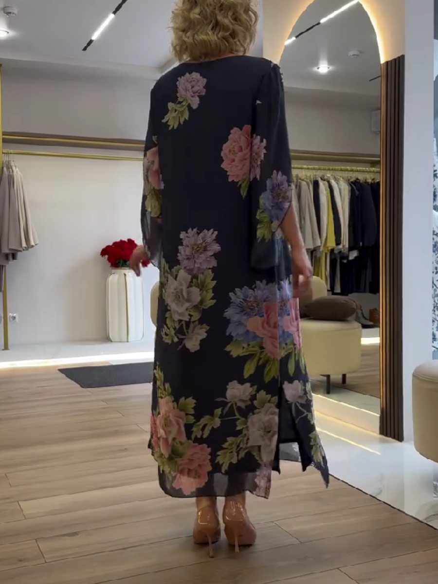 Niepowtarzalna sukienka maxi z kwiatowym nadrukiem