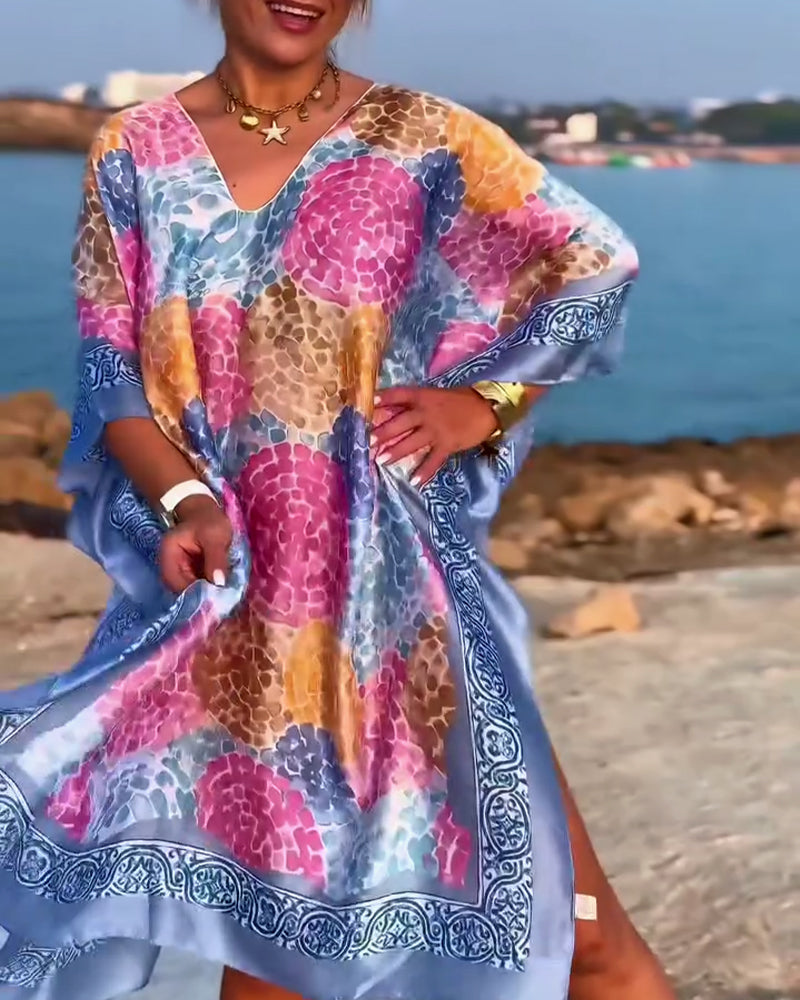 Narzutka na strój kąpielowy z nadrukiem kurortowym