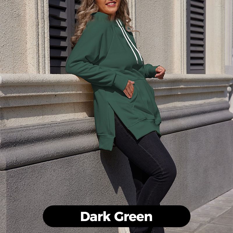 ?Women's Casual Loose Split Hoodie with Front Pocket