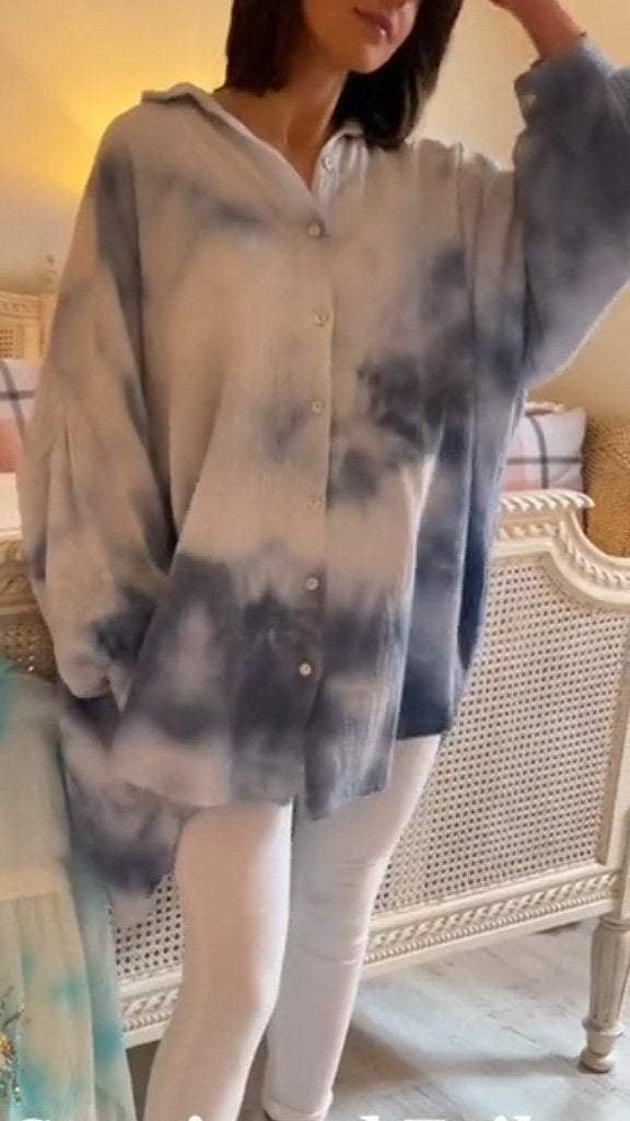 Koszula tie-dye z cekinami i motywem złego oka