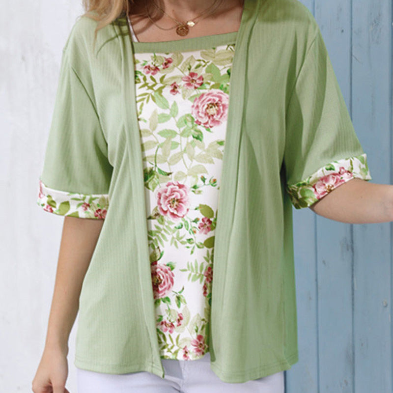 ?Dwuczęściowy zestaw z topem w kwiaty