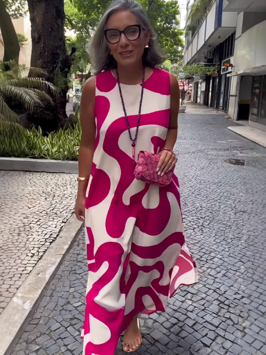 V-neck printed sleeveless dress