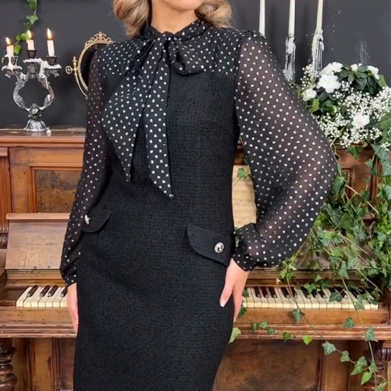 ? Sukienka damska z kokardą przy szyi