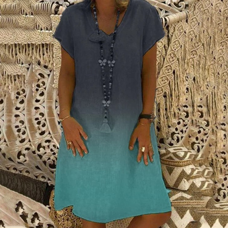 ?Nem formális ruha rövid ujjakkal és V-nyakkal