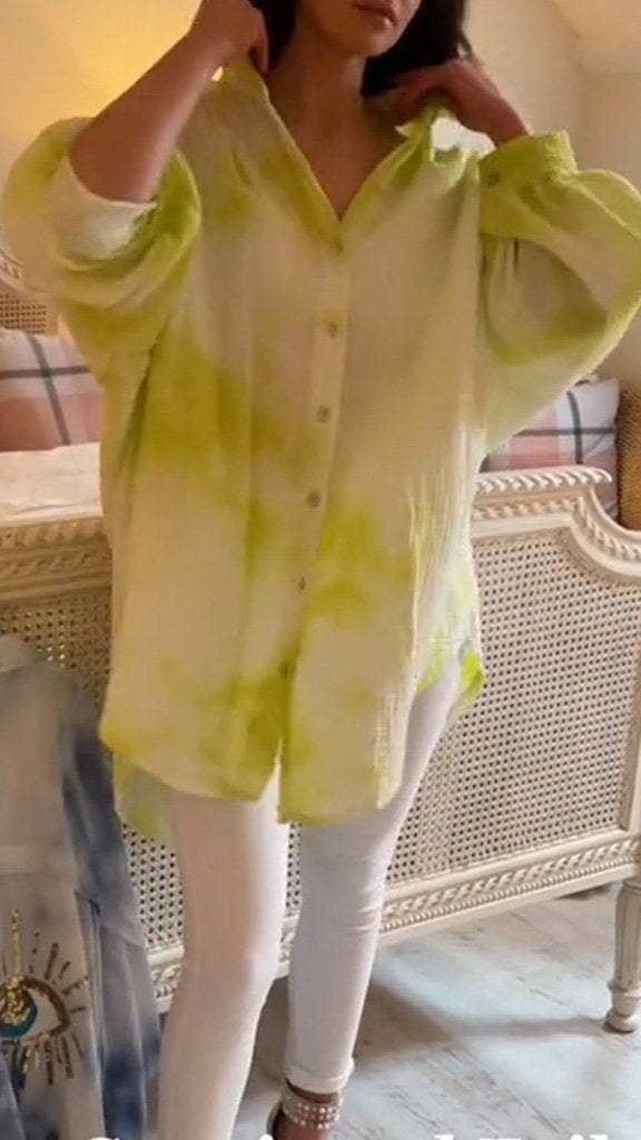 Koszula tie-dye z cekinami i motywem złego oka